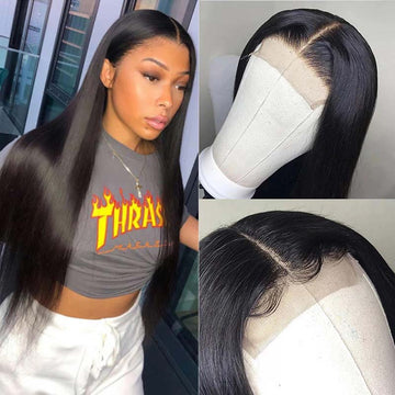 Ali Annabelle 26 28 30 32inch Brazilian Straight Lace Closure Wig Long Human Hair Wigs 4x4 Lace With Baby Hair